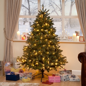 Green Louise Fir Luxury Pre-Lit Premium PE Christmas Tree
