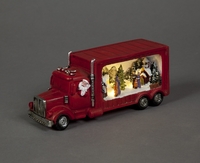 Large Battery Operated Red Truck With Christmas Scene Turning Tree LED