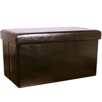 Large Brown Foldable Ottoman Storage Pouffe