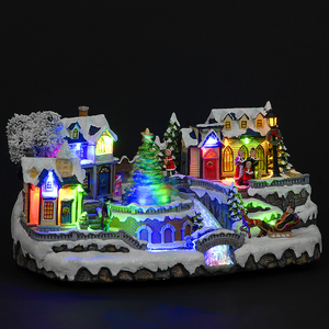 LED Christmas Village & River Scene