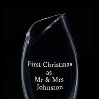 Curve Oval Vase- Hand engraved "First Christmas as Mr & Mrs Johnston"