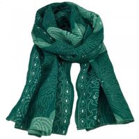 Jade Green & White Floral Patterned Scarf