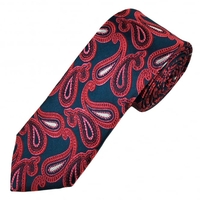 Navy Blue & Red Paisley Patterned Luxury Men