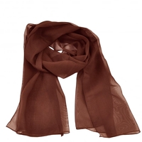 Plain Chocolate Brown Chiffon Scarf