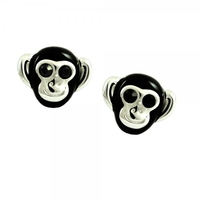Simon Carter Darwin Monkey,  Black & Silver Designer Cufflinks