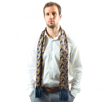 Tootal Navy Blue Paisley Fringed Silk Men