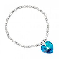 Bermuda Blue Crystal Heart Stretch Bracelet