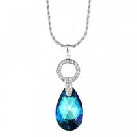 Bermuda Blue Pave Crystal Peardrop Necklace