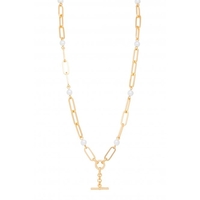 Mood Gold Plated Pearl T Bar Chain Necklace