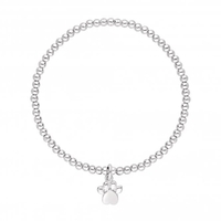 Simply Silver Sterling Silver 925 Paw Beaded Stretch Bracelet