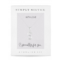 Sterling Silver 925 Polished Alphabet Necklace - Letter S