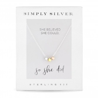 Sterling Silver 925 Tri-Tone Triple Star Necklace - Gift Boxed