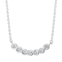 Sterling silver cubic zirconia curved bar necklace