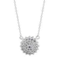 Sterling Silver Cubic Zirconia Pave Cluster Necklace