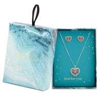 Two Tone Plated Filagree Heart Set - Gift Boxed