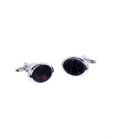 Racing Green Purple Oval Cufflinks Purple