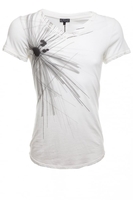 Double V Neck Printed T-Shirt White