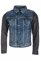 Leathered Trucker Jacket Blue