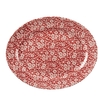 Churchill Vintage Print Cranberry Victorian Calico Oval Plate 14 3/8" White (1 x 6)
