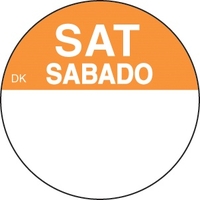 Write On Days of the Week Labels Saturday 1" Orange / White Text (1 x 1000)