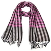 Pink & Black Trendy Striped scarf with colourful checked pattern - Stand out from the crowd - Perfect accessory for Women - 10 colours avaliable