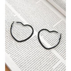 Heart Hoop Earrings Black - One Size