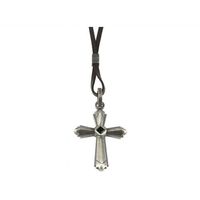 Embossed Cross Silver Cai Men Necklace