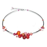 Red Pink Swarovski and Polaris Coeur De Lion Necklace