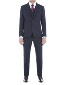 Stvdio by Jeff Banks Navy Grey Gingham Tailored Fit Suit Jacket 46L Navy