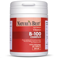 Vitamin B100 Complex,  High Strength B Vitamin Formula 120 Tablets In 2 Pots