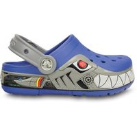 Kids CrocsLights Robo Shark Clog Sea Blue/Silver,  the comfort of the Classic Crocs but with fun LED light up design