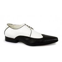 ALFONSO Mens Pointed Smart Brogue Shoes White & Black