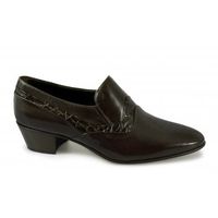 ALVEZ Mens Soft Leather Reptile Cuban Heel Shoes Dark Brown