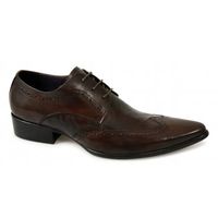 AREZZO Mens Leather Lace Up Cuban Heel Shoes Brown