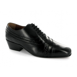 CARLO Mens Cuban Heel Reptile Lace Up Shoes Black