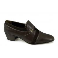 ELMOUNDO Mens Nubuck/Leather Cuban Heel Shoes Brown