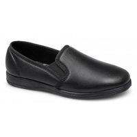 HADLEY Mens Leather Full Slippers Black
