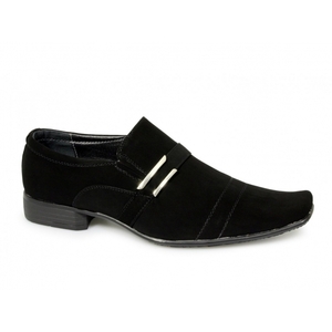 MACHEDA Mens Faux Suede Buckle Loafers Black
