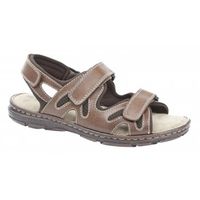 MILO Mens Leather Velcro Comfort Sports Sandals Brown