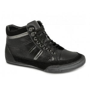 PLUTO Mens Faux Leather Faux Fur Hi-Tops Black