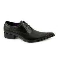 ROSSI Mens Metal Toe Cuban Heel Shoes Black