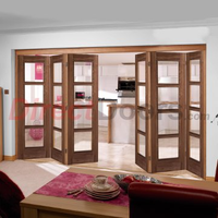 Nuvu Roomfold Vancouver Walnut Veneered 6 Door Set with Clear Glass,  2078mm high and 4188mm wide.