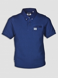 Kids Woven Collar Polo Navy