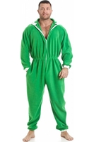 Mens All In One Green Fleece Hooded Pocketed Pyjama Onesie Size S-5XL