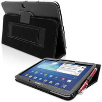 Snugg Galaxy Tab 3 10.1 Case Cover and Flip Stand in Black Leather