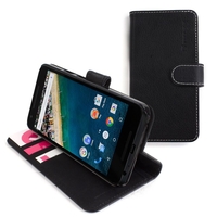 Snugg Google Nexus 5X Leather Case Cover and Flip Stand in Black