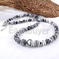 Zebra Gradual Turquoise Stone Beads Necklace 0.2-0.5" HOT