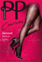 Curves Dot Diamond Fashion Tights - Black