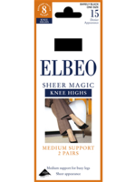 Elbeo 15 Denier Sheer Magic Knee Highs 2 Pair Pack - Black - Black