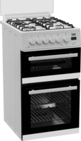 Beko EDG507W 50cm Twin Cavity Gas Cooker with Gas Hob - White